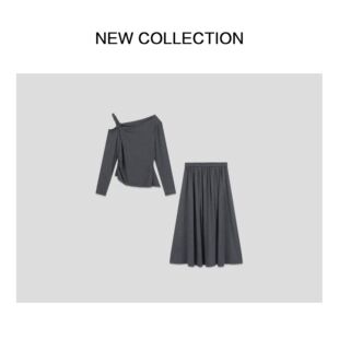 【秋装预制】潮流新品上衣+半长裙套装 D5530007