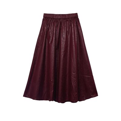 E3F58012现代优雅高腰A字型皮质半身裙-8012裙子长款