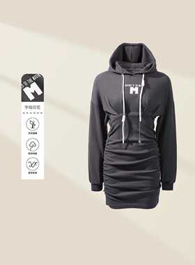 L325717A美式复古收腰连帽连衣裙