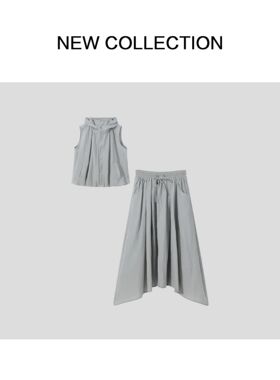 时尚简约上衣+半长裙套装D352059X-2059夏季休闲宽松