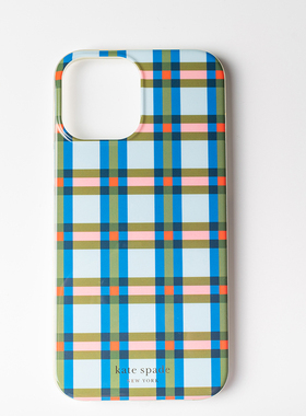 kate spade适用于苹果iPhone12mini/12pro max KS蓝色格子手机壳