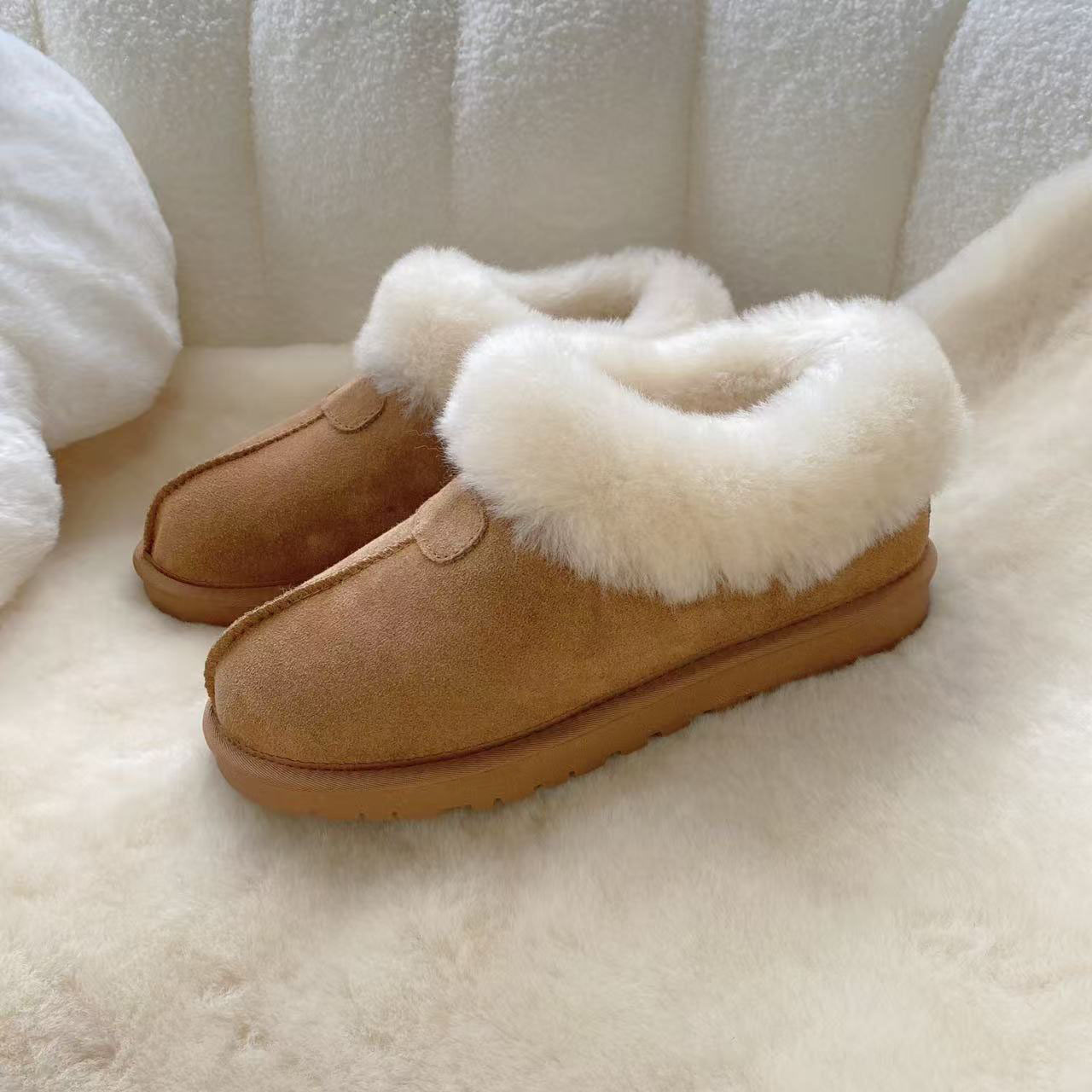 平底塔茨特纯羊毛大码雪地靴女皮毛一体时尚女鞋防滑保暖户外男鞋