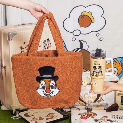 2026新款 仿羊羔绒手提迪斯尼手提女包原单外贸 711奇奇蒂蒂