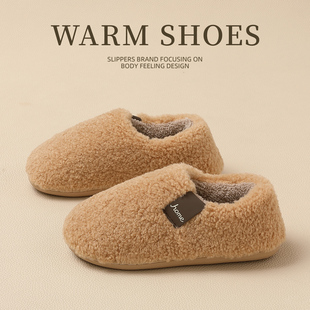 包后跟棉拖鞋女款冬季保暖居家室内2025新款加绒厚底毛毛棉鞋