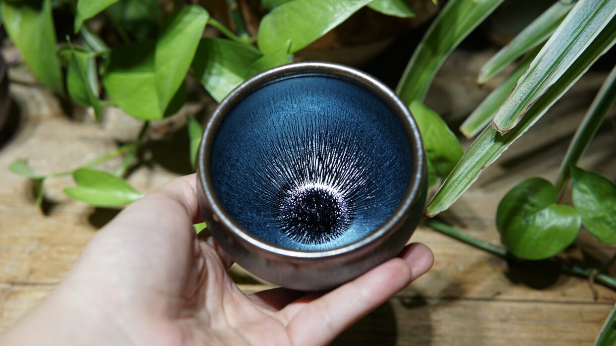 子墨建盏  李盏柜牡丹花建盏银毫盏茶杯油滴天目盏主人杯