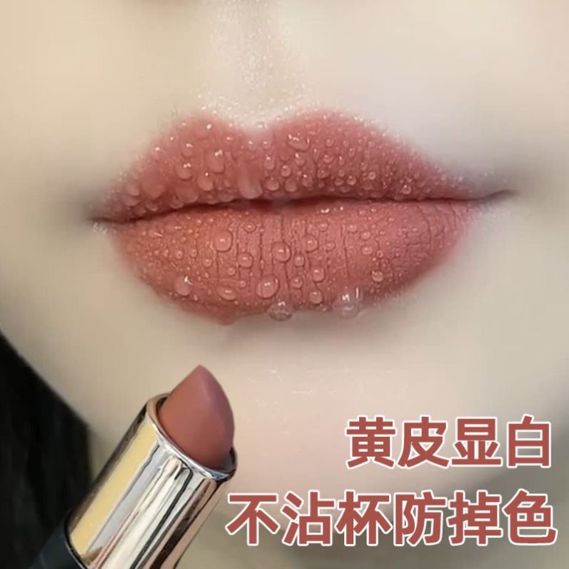 不沾杯口红奶茶肉桂色哑光自然素颜淡妆黄皮显白持久不脱色防掉色