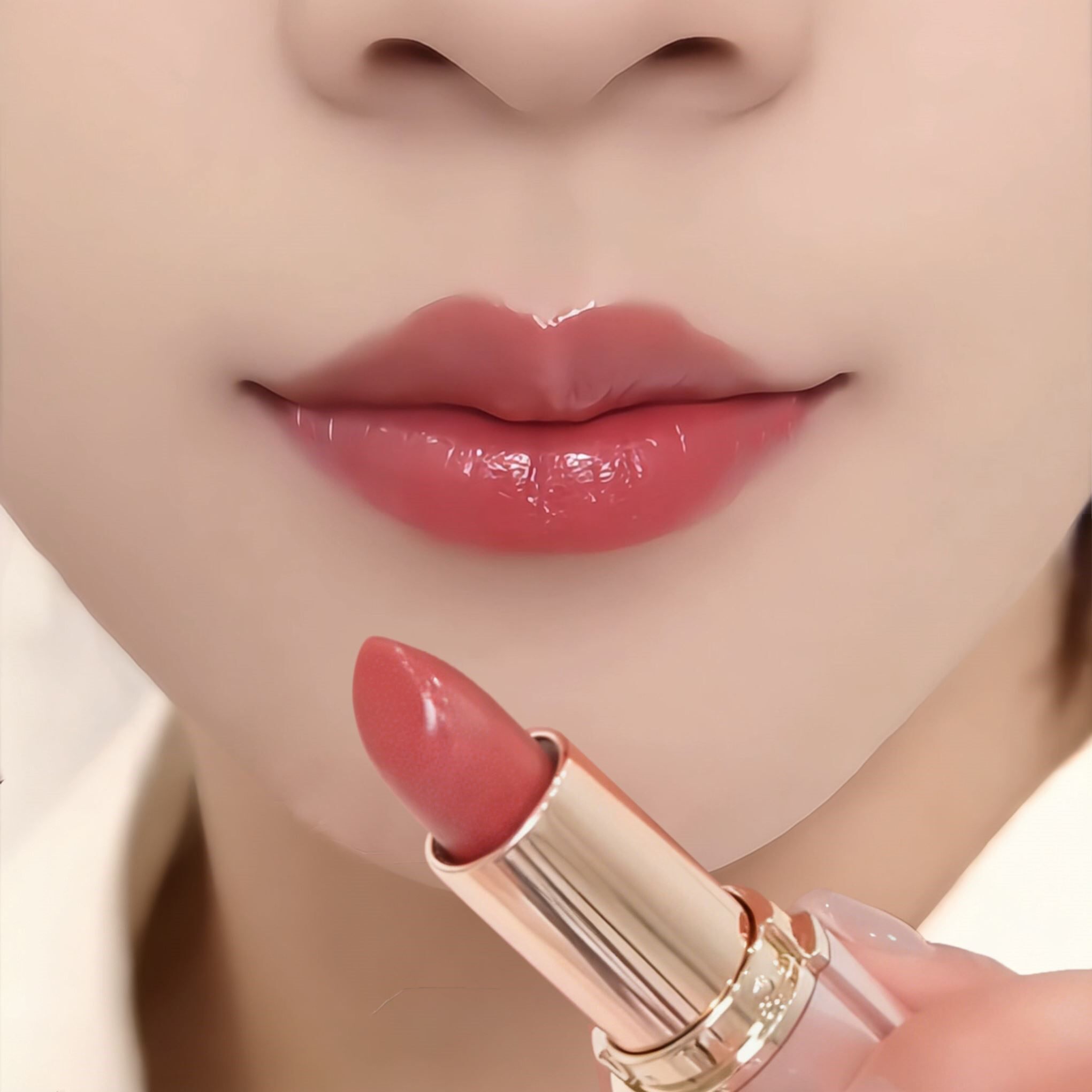 【滋润干唇】玫瑰精纯滋润淡化唇纹显白裸色豆沙色口红官方正品