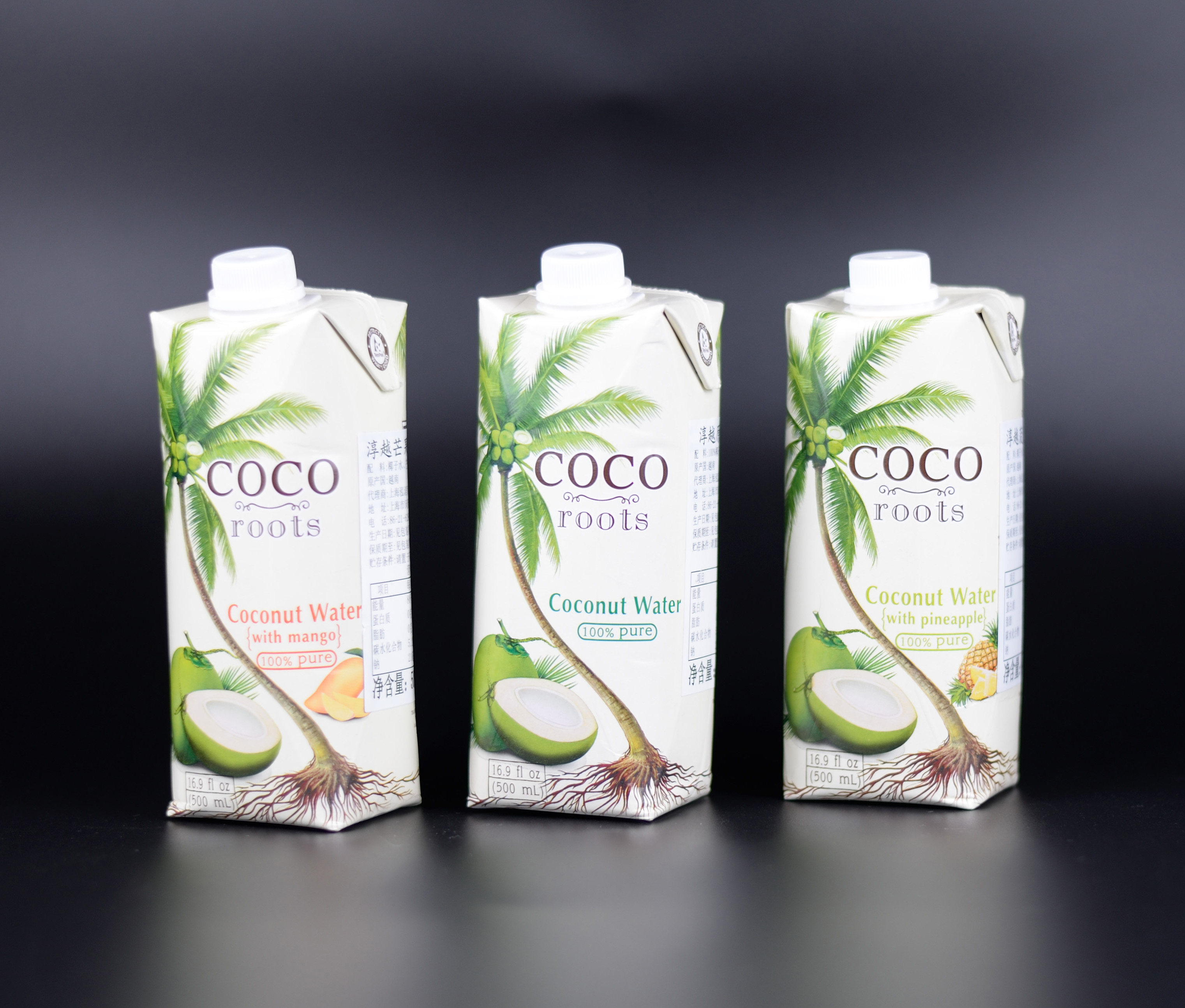 天然椰子水 coco roots 淳越原味菠萝芒果味500ml/盒椰汁饮料