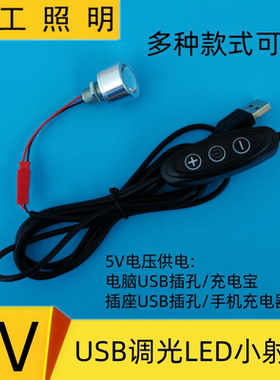 USB小射灯5VLED灯泡手工模型酒柜展柜台灯充电宝带开关调光小夜灯