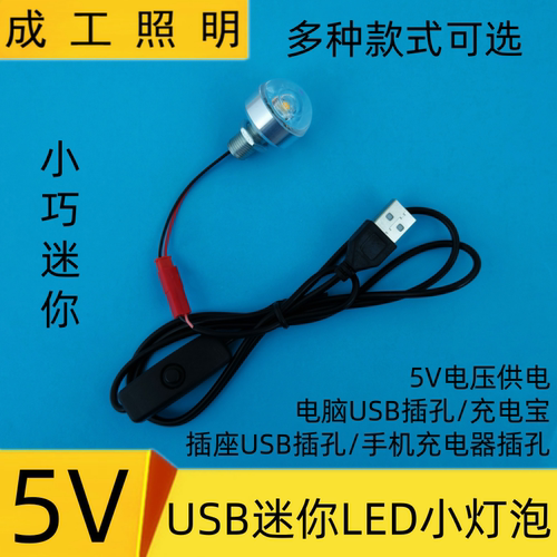 USB接口LED小灯泡5V充电宝手工台灯创意带开关迷你小夜聚光射灯泡