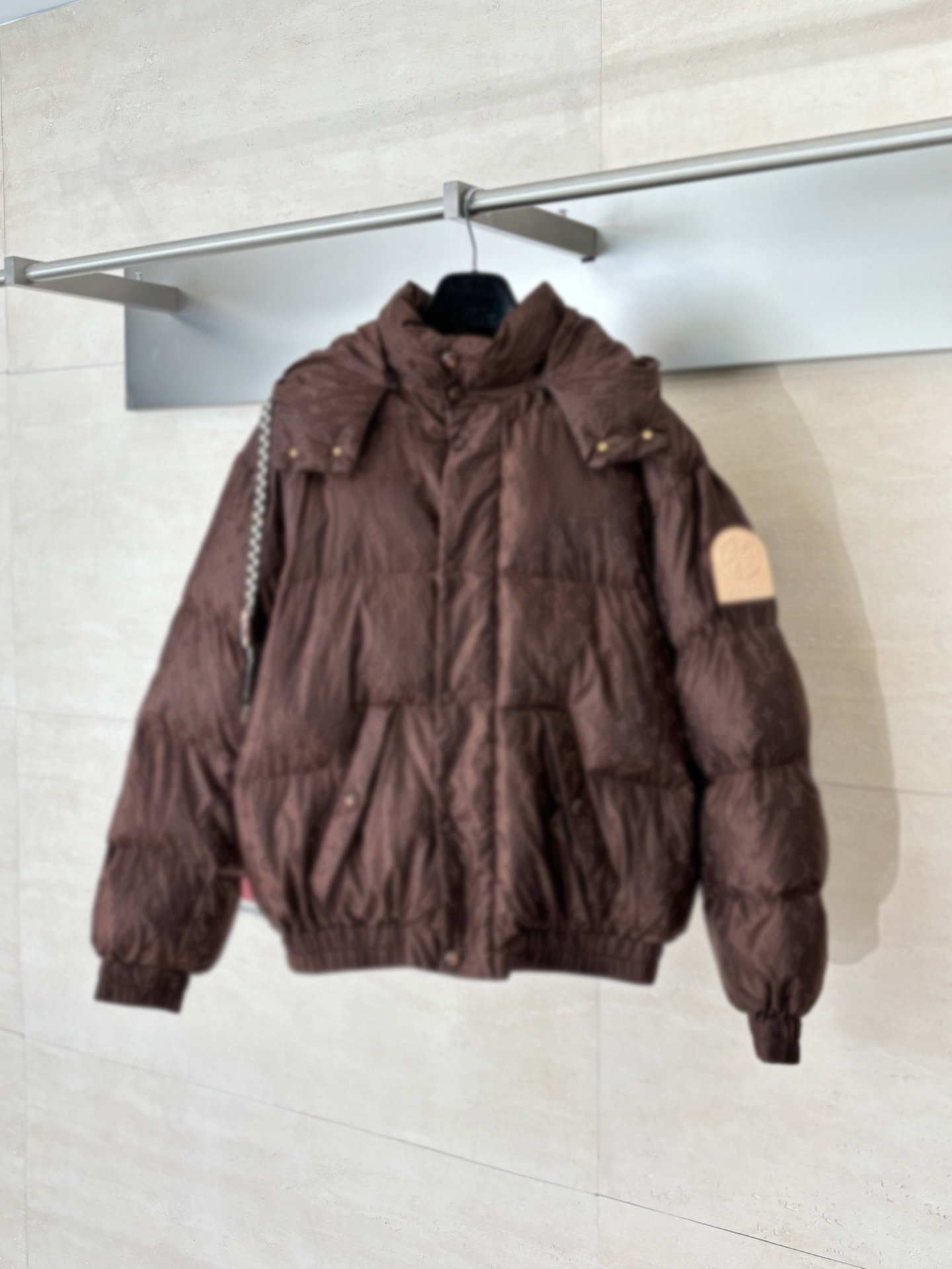 thumbnail for 25FW European and American style autumn and winter SKI model dark pattern letter jacquard badge hooded cotton jacket fashion men's and women's jackets