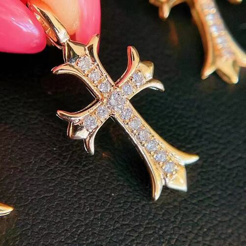 18K金女镶嵌 0.23克拉天然南非高品质钻石万能扣十字架吊坠送证书