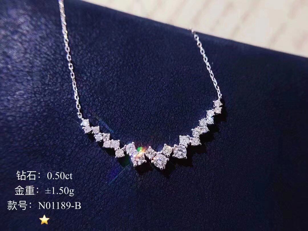 5克拉天然南非大钻小钻圆钻钻石项链锁骨链真金真钻