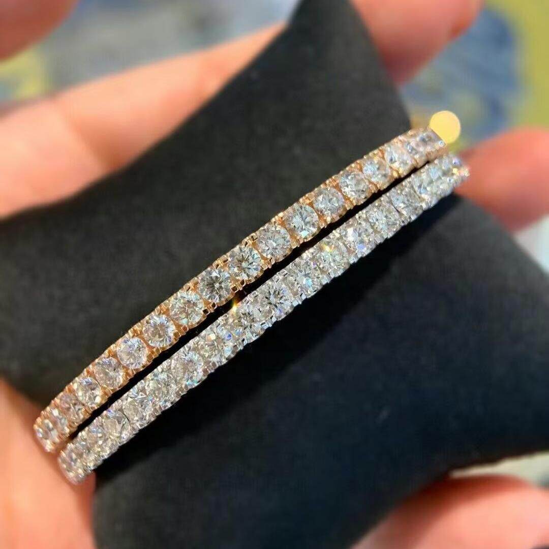 18K金女镶嵌3克拉天然南非高品质钻石大钻圆钻手镯真金真钻送证书