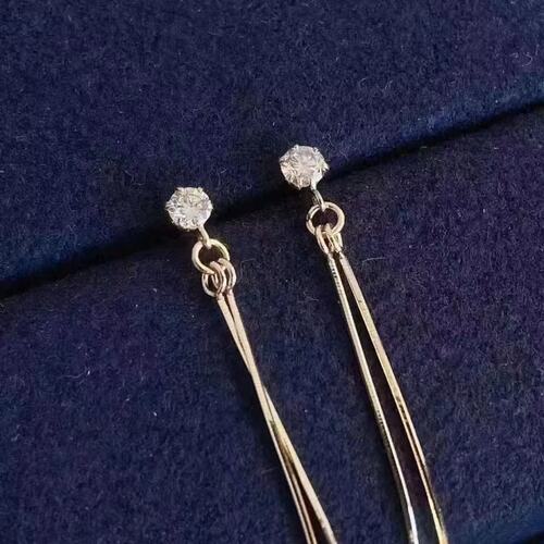 18K金女镶嵌0.2克拉天然南非高品质钻石圆钻蛇骨耳线耳坠真金真钻