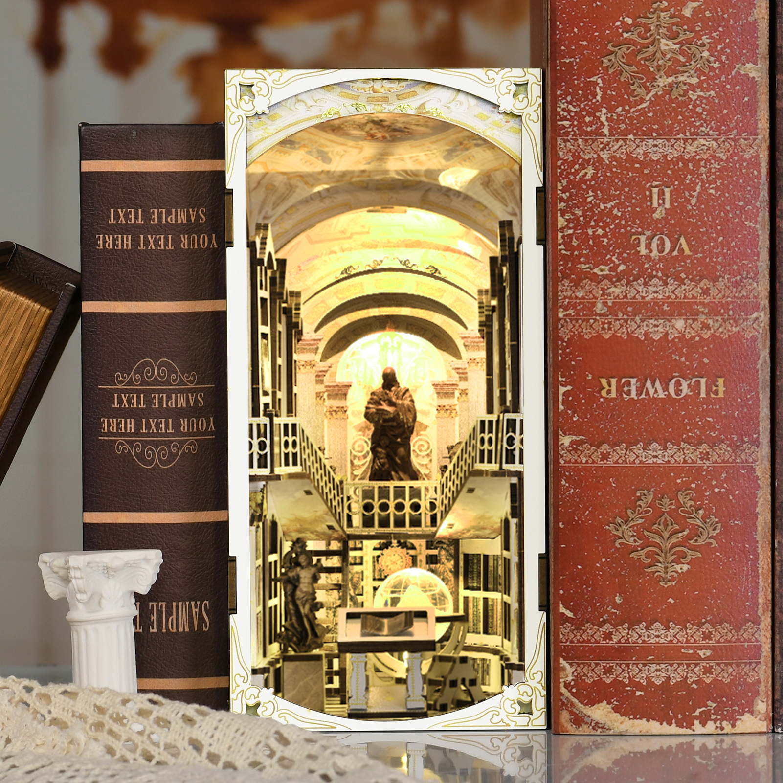 DIY小屋木制手工3D书立拼装礼物