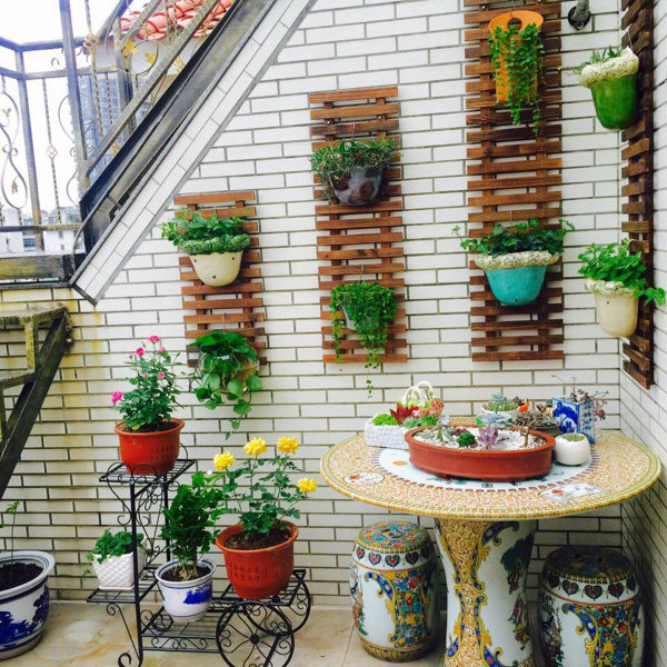 植物爬藤架防腐木花架阳台客厅装饰壁挂式墙壁实木悬挂式花盆架子