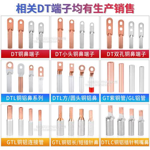 DTA/GTLA-10/16/20平方全铜过渡管电表C45插针式铜鼻镀锡接线端子