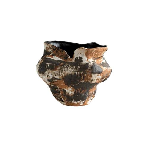复古做旧侘寂风古铁锈色陶罐大花瓶客厅玄关陶瓷装饰品