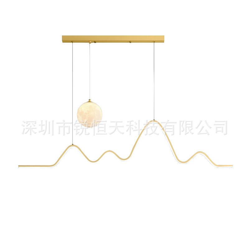 餐厅吊灯轻奢饭厅餐桌吧台灯具大气现代月球灯极简长条茶室餐厅灯
