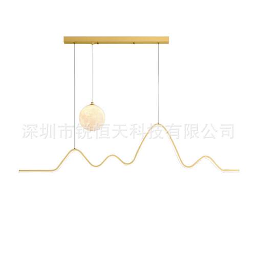 餐厅吊灯轻奢饭厅餐桌吧台灯具大气现代月球灯极简长条茶室餐厅灯