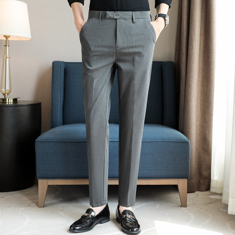 垂坠感西裤男商务正装韩版修身小脚休闲裤男士显瘦刺绣西装0118r,男装,西裤,淘宝优惠券,粉丝福利购,淘宝优惠卷