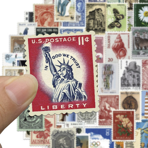 世界旅行邮票票根复古ins风贴纸