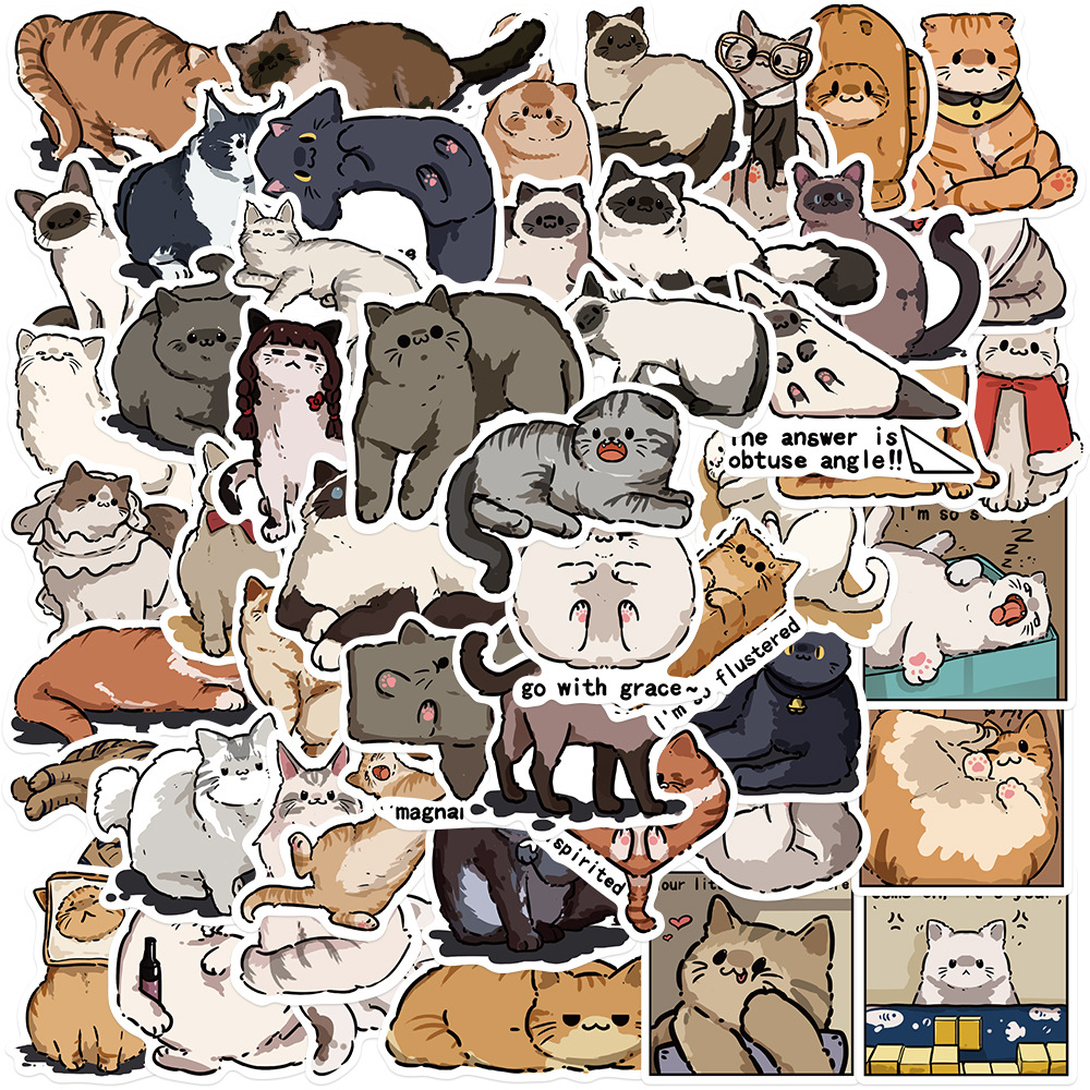可爱猫咪贴纸喵喵君贴画小猫贴图案表情包卡通儿童手帐行李箱装饰图片