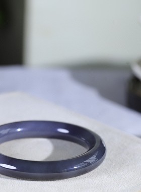 天然真玉石烟紫圆条手镯玉质温润细腻油性十足玉质油润女款带证书