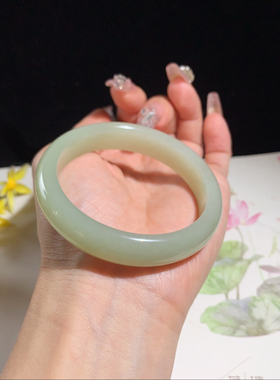 新货爆款纯天然新疆和田玉黄口料手镯玉镯黄玉镯子54.5圈口女款