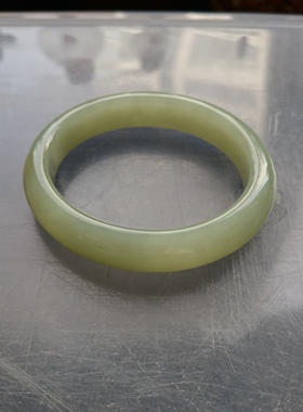 纯天然新疆和田玉老坑青白玉贵妃手镯54mm玉石镯子女款带证书