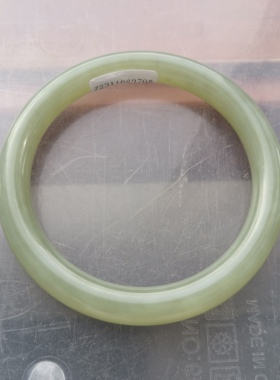 新款正品纯天然新疆和田玉且末蓝圆条手镯子60mm女款带证书