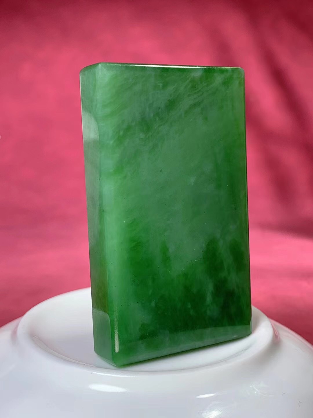 新货纯天然俄料和田玉菠菜绿碧玉平安无事牌挂件男女款带证书