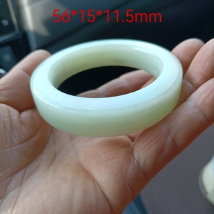 一抹翠韵天然和田玉老坑俄料翠青方条手镯56mm圈口女款玉镯带证书