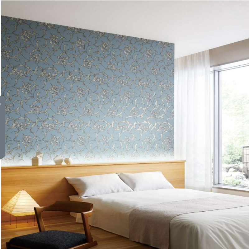 sangetsu莨苕叶图案床头背景墙