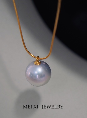 正圆强光淡水珍珠纯银项链