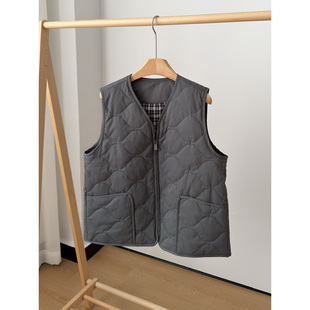 高端百搭灰色系 小禾 90鹅绒大牌羽绒马甲背心女士设计感小众宽松