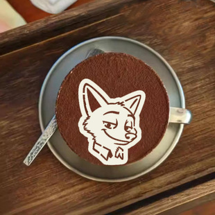 新款疯狂动物城尼克朱迪闪电树懒图案咖啡拉花奶茶印花镂空撒粉