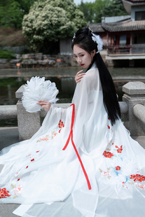 现货赭颜汉服丹歌如梦唐制诃子裙重工绣花大袖杉绶带牡丹刺绣白色