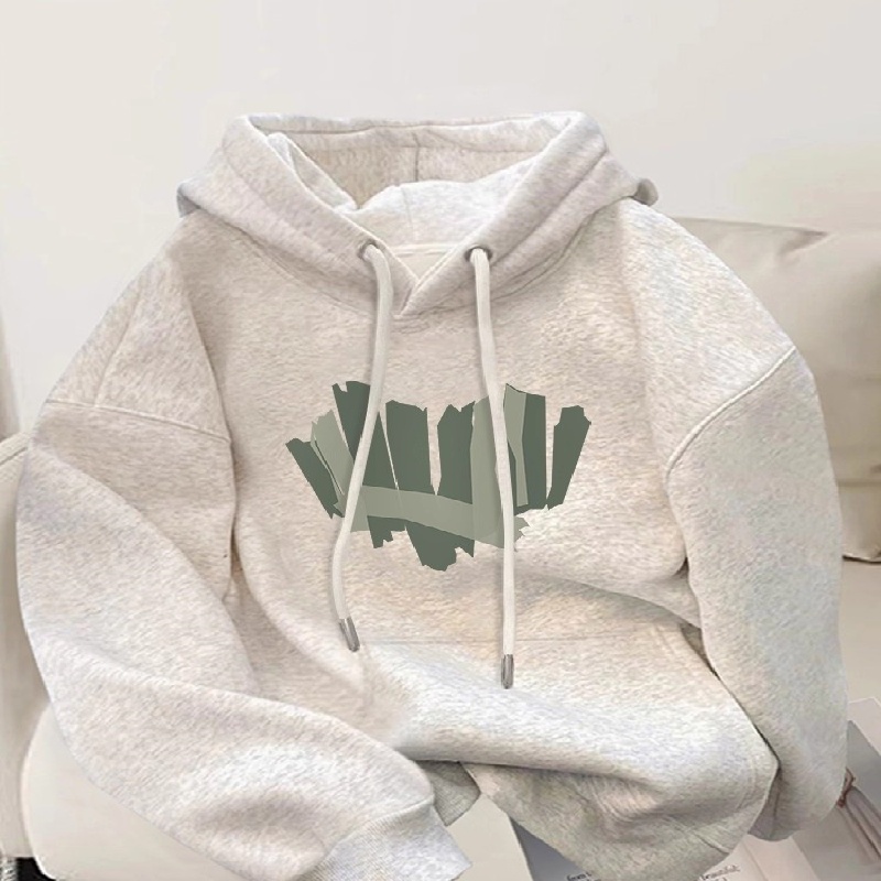 灰色连帽卫衣女款宽松大码外套