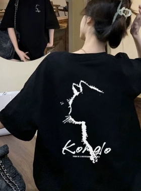 黑色棉质上衣t恤女短袖2026夏季新款设计感小众衣服时尚百搭体恤