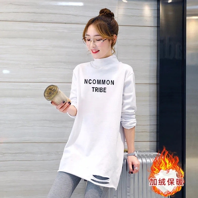 卫衣叠穿秋冬双面德绒中长款