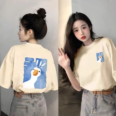 杏色纯棉短袖t恤女2025新款