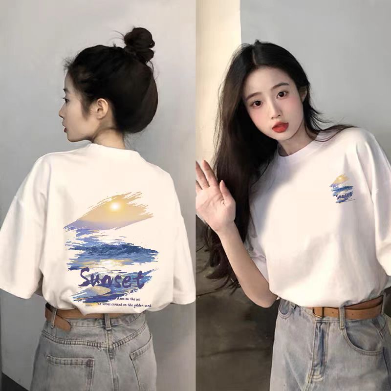 爆款宽松设计感纯棉小众白色夏季