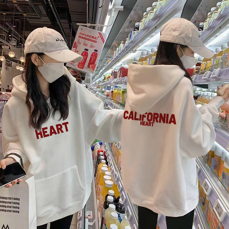 白灰色卡通长袖连帽卫衣外套上衣