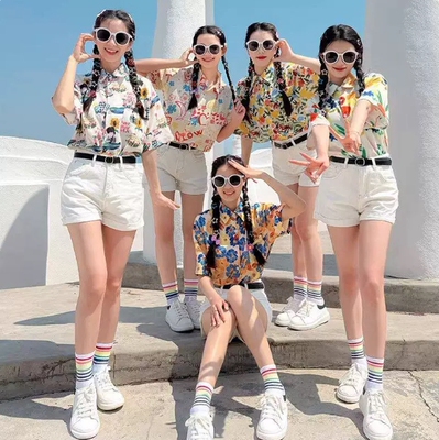 夏季碎花短袖闺蜜姐妹服衬衫