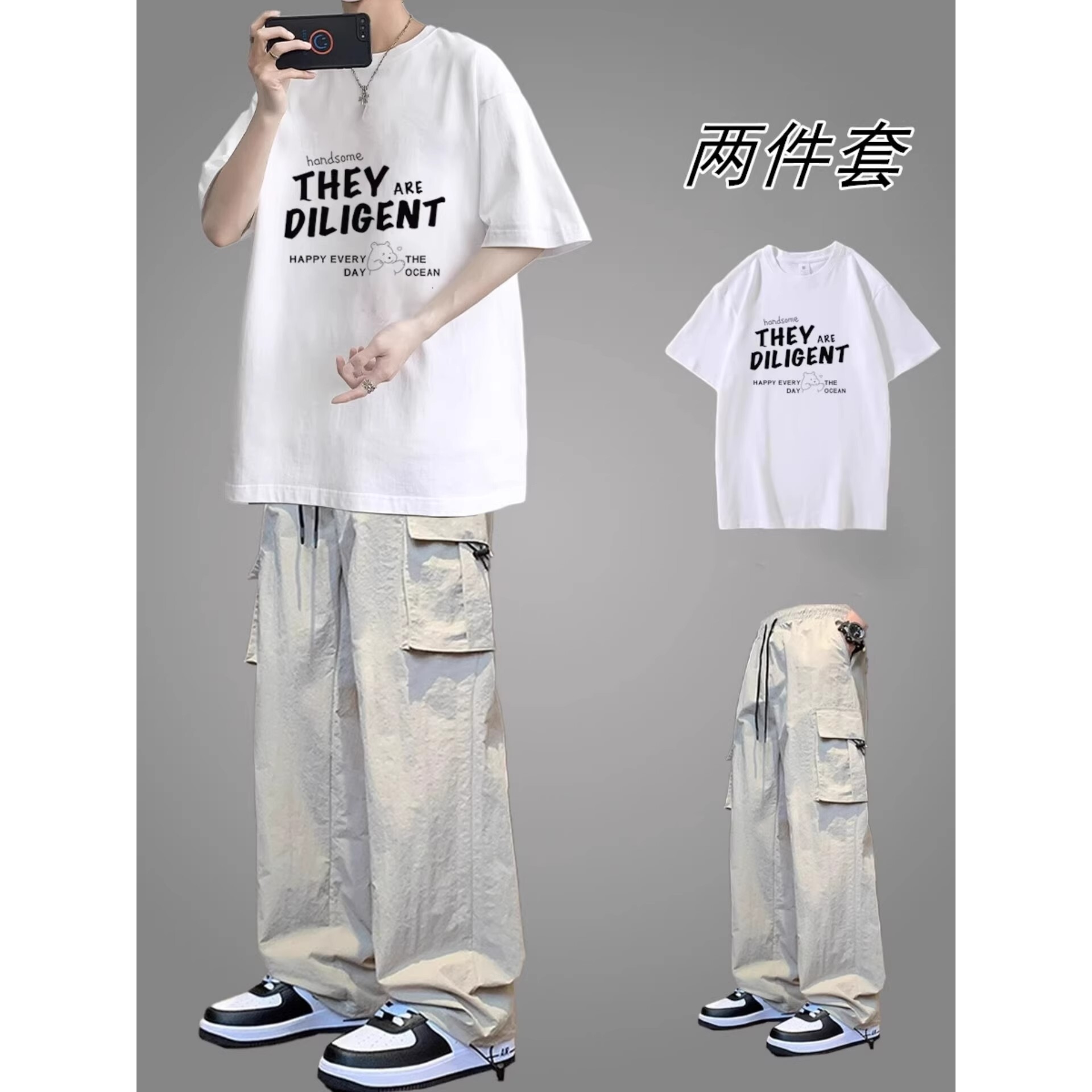 夏装2026新款男生套装青少年休闲运动套装