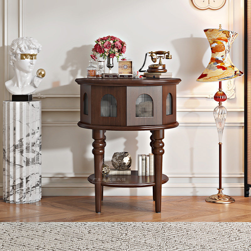 美式乡村全实木边几环保北欧角几沙发原木简约现代客厅家具小茶几