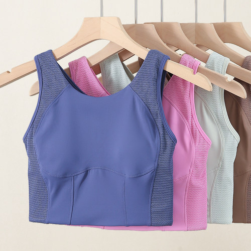 加长款运动内衣女蝴蝶美背收副乳背心式外穿跑步健身大码瑜伽文胸