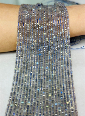 天然灰月光3×3方塘切角DIY半成品，长39cm